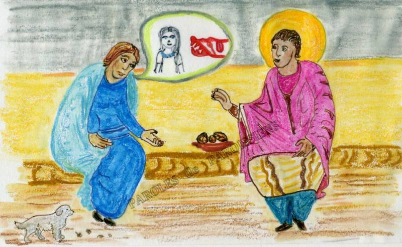 Évangile selon saint Matthieu 15,21-28
En ce temps-là, partant de Génésareth, Jésus se retira dans la région de Tyr et de Sidon. Voici qu’une Cananéenne, venue de ces territoires, disait en criant : « Prends pitié de moi, Seigneur, fils de David ! Ma fille est tourmentée par un démon. » Mais il ne lui répondit pas un mot. Les disciples s’approchèrent pour lui demander : « Renvoie-la, car elle nous poursuit de ses cris ! » Jésus répondit : « Je n’ai été envoyé qu’aux brebis perdues de la maison d’Israël. » Mais elle vint se prosterner devant lui en disant : « Seigneur, viens à mon secours ! » Il répondit : « Il n’est pas bien de prendre le pain des enfants et de le jeter aux petits chiens. » Elle reprit : « Oui, Seigneur ; mais justement, les petits chiens mangent les miettes qui tombent de la table de leurs maîtres. » Jésus répondit : « Femme, grande est ta foi, que tout se passe pour toi comme tu le veux ! » Et, à l’heure même, sa fille fut guérie.
http://croire.la-croix.com/Paroisses/Textes-du-dimanche/2017/20e-dimanche-ordinaire-dimanche-20-aout-2017/Le-rejet-de-l-autre Évangile selon saint Matthieu 15,21-28
En ce temps-là, partant de Génésareth, Jésus se retira dans la région de Tyr et de Sidon. Voici qu’une Cananéenne, venue de ces territoires, disait en criant : « Prends pitié de moi, Seigneur, fils de David ! Ma fille est tourmentée par un démon. » Mais il ne lui répondit pas un mot. Les disciples s’approchèrent pour lui demander : « Renvoie-la, car elle nous poursuit de ses cris ! » Jésus répondit : « Je n’ai été envoyé qu’aux brebis perdues de la maison d’Israël. » Mais elle vint se prosterner devant lui en disant : « Seigneur, viens à mon secours ! » Il répondit : « Il n’est pas bien de prendre le pain des enfants et de le jeter aux petits chiens. » Elle reprit : « Oui, Seigneur ; mais justement, les petits chiens mangent les miettes qui tombent de la table de leurs maîtres. » Jésus répondit : « Femme, grande est ta foi, que tout se passe pour toi comme tu le veux ! » Et, à l’heure même, sa fille fut guérie.
http://croire.la-croix.com/Paroisses/Textes-du-dimanche/2017/20e-dimanche-ordinaire-dimanche-20-aout-2017/Le-rejet-de-l-autre