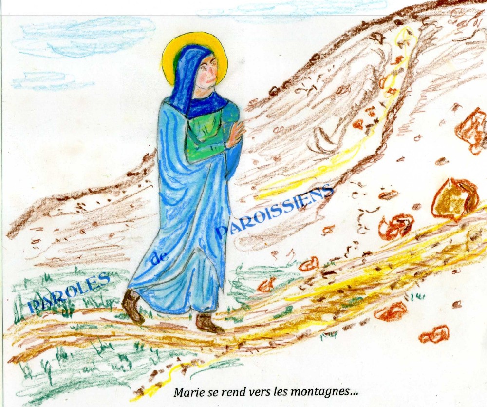 Évangile selon saint Luc 1, 39-56
En ces jours-là, Marie se mit en route et se rendit avec empressement vers la région montagneuse, dans une ville de Judée. Elle entra dans la maison de Zacharie et salua Élisabeth. Or, quand Élisabeth entendit la salutation de Marie, l’enfant tressaillit en elle. Alors, Élisabeth fut remplie d’Esprit Saint, et s’écria d’une voix forte : « Tu es bénie entre toutes les femmes, et le fruit de tes entrailles est béni. D’où m’est-il donné que la mère de mon Seigneur vienne jusqu’à moi ? Car, lorsque tes paroles de salutation sont parvenues à mes oreilles, l’enfant a tressailli d’allégresse en moi. Heureuse celle qui a cru à l’accomplissement des paroles qui lui furent dites de la part du Seigneur. » Marie dit alors : « Mon âme exalte le Seigneur, exulte mon esprit en Dieu, mon Sauveur ! Il s’est penché sur son humble servante ; désormais tous les âges me diront bienheureuse. Le Puissant fit pour moi des merveilles ; Saint est son nom ! Sa miséricorde s’étend d’âge en âge sur ceux qui le craignent. Déployant la force de son bras, il disperse les superbes. Il renverse les puissants de leurs trônes, il élève les humbles. Il comble de biens les affamés, renvoie les riches les mains vides. Il relève Israël son serviteur, il se souvient de son amour, de la promesse faite à nos pères, en faveur d’Abraham et sa descendance à jamais. » Marie resta avec Élisabeth environ trois mois, puis elle s’en retourna chez elle.
http://www.pere-gilbert-adam.org/Assomption-de-la-Vierge-Marie-au-ciel.html
Commentaire du Père Gilbert Adam Évangile selon saint Luc 1, 39-56
En ces jours-là, Marie se mit en route et se rendit avec empressement vers la région montagneuse, dans une ville de Judée. Elle entra dans la maison de Zacharie et salua Élisabeth. Or, quand Élisabeth entendit la salutation de Marie, l’enfant tressaillit en elle. Alors, Élisabeth fut remplie d’Esprit Saint, et s’écria d’une voix forte : « Tu es bénie entre toutes les femmes, et le fruit de tes entrailles est béni. D’où m’est-il donné que la mère de mon Seigneur vienne jusqu’à moi ? Car, lorsque tes paroles de salutation sont parvenues à mes oreilles, l’enfant a tressailli d’allégresse en moi. Heureuse celle qui a cru à l’accomplissement des paroles qui lui furent dites de la part du Seigneur. » Marie dit alors : « Mon âme exalte le Seigneur, exulte mon esprit en Dieu, mon Sauveur ! Il s’est penché sur son humble servante ; désormais tous les âges me diront bienheureuse. Le Puissant fit pour moi des merveilles ; Saint est son nom ! Sa miséricorde s’étend d’âge en âge sur ceux qui le craignent. Déployant la force de son bras, il disperse les superbes. Il renverse les puissants de leurs trônes, il élève les humbles. Il comble de biens les affamés, renvoie les riches les mains vides. Il relève Israël son serviteur, il se souvient de son amour, de la promesse faite à nos pères, en faveur d’Abraham et sa descendance à jamais. » Marie resta avec Élisabeth environ trois mois, puis elle s’en retourna chez elle.
http://www.pere-gilbert-adam.org/Assomption-de-la-Vierge-Marie-au-ciel.html
Commentaire du Père Gilbert Adam