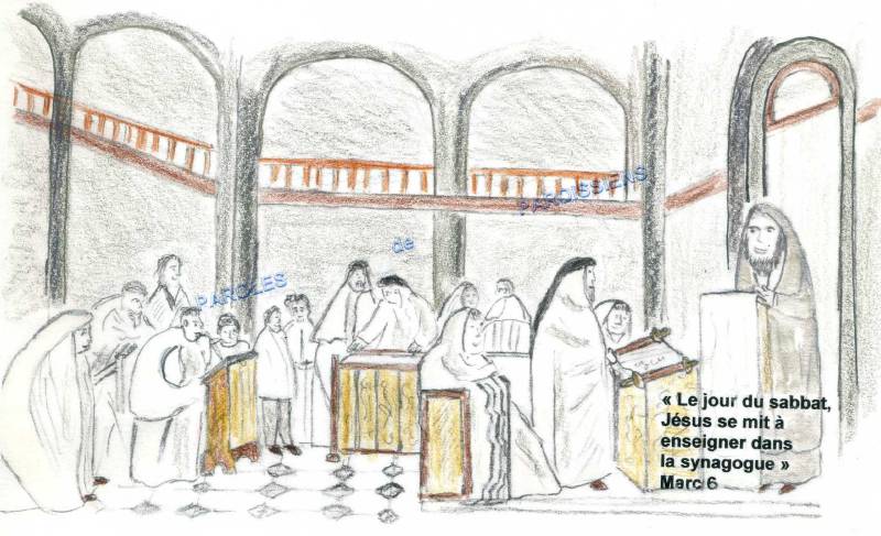 Évangile selon saint Marc 6,1-6
En ce temps-là, Jésus se rendit dans son lieu d’origine, et ses disciples le suivirent. Le jour du sabbat, il se mit à enseigner dans la synagogue. De nombreux auditeurs, frappés d’étonnement, disaient : « D’où cela lui vient-il ? Quelle est cette sagesse qui lui a été donnée, et ces grands miracles qui se réalisent par ses mains ? N’est-il pas le charpentier, le fils de Marie, et le frère de Jacques, de José, de Jude et de Simon ? Ses sœurs ne sont-elles pas ici chez nous ? » Et ils étaient profondément choqués à son sujet. Jésus leur disait : « Un prophète n’est méprisé que dans son pays, sa parenté et sa maison. » Et là il ne pouvait accomplir aucun miracle ; il guérit seulement quelques malades en leur imposant les mains. Et il s’étonna de leur manque de foi. Alors, Jésus parcourait les villages d’alentour en enseignant.
https://croire.la-croix.com/Definitions/Bible/14e-Dimanche-Temps-ordinaire-B-2018-07-02-1700951828 Évangile selon saint Marc 6,1-6
En ce temps-là, Jésus se rendit dans son lieu d’origine, et ses disciples le suivirent. Le jour du sabbat, il se mit à enseigner dans la synagogue. De nombreux auditeurs, frappés d’étonnement, disaient : « D’où cela lui vient-il ? Quelle est cette sagesse qui lui a été donnée, et ces grands miracles qui se réalisent par ses mains ? N’est-il pas le charpentier, le fils de Marie, et le frère de Jacques, de José, de Jude et de Simon ? Ses sœurs ne sont-elles pas ici chez nous ? » Et ils étaient profondément choqués à son sujet. Jésus leur disait : « Un prophète n’est méprisé que dans son pays, sa parenté et sa maison. » Et là il ne pouvait accomplir aucun miracle ; il guérit seulement quelques malades en leur imposant les mains. Et il s’étonna de leur manque de foi. Alors, Jésus parcourait les villages d’alentour en enseignant.
https://croire.la-croix.com/Definitions/Bible/14e-Dimanche-Temps-ordinaire-B-2018-07-02-1700951828