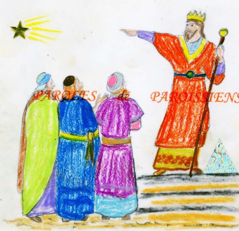 Évangile selon saint Matthieu 2,1-12
Jésus était né à Bethléem en Judée, au temps du roi Hérode le Grand. Or, voici que des mages venus d’Orient arrivèrent à Jérusalem et demandèrent : « Où est le roi des Juifs qui vient de naître ? Nous avons vu son étoile à l’orient et nous sommes venus nous prosterner devant lui. » En apprenant cela, le roi Hérode fut bouleversé, et tout Jérusalem avec lui. Il réunit tous les grands prêtres et les scribes du peuple, pour leur demander où devait naître le Christ. Ils lui répondirent : « À Bethléem en Judée, car voici ce qui est écrit par le prophète : Et toi, Bethléem, terre de Juda, tu n’es certes pas le dernier parmi les chefs-lieux de Juda, car de toi sortira un chef, qui sera le berger de mon peuple Israël. » Alors Hérode convoqua les mages en secret pour leur faire préciser à quelle date l’étoile était apparue ; puis il les envoya à Bethléem, en leur disant : « Allez vous renseigner avec précision sur l’enfant. Et quand vous l’aurez trouvé, venez me l’annoncer pour que j’aille, moi aussi, me prosterner devant lui. » Après avoir entendu le roi, ils partirent.
Et voici que l’étoile qu’ils avaient vue à l’orient les précédait, jusqu’à ce qu’elle vienne s’arrêter au-dessus de l’endroit où se trouvait l’enfant. Quand ils virent l’étoile, ils se réjouirent d’une très grande joie. Ils entrèrent dans la maison, ils virent l’enfant avec Marie sa mère ; et, tombant à ses pieds, ils se prosternèrent devant lui. Ils ouvrirent leurs coffrets, et lui offrirent leurs présents : de l’or, de l’encens et de la myrrhe.
Mais, avertis en songe de ne pas retourner chez Hérode, ils regagnèrent leur pays par un autre chemin.
http://paroissescathedraletoulouse.fr/homelie-pour-lepiphanie/
Commentaire de Anson Daciné, diacre Évangile selon saint Matthieu 2,1-12
Jésus était né à Bethléem en Judée, au temps du roi Hérode le Grand. Or, voici que des mages venus d’Orient arrivèrent à Jérusalem et demandèrent : « Où est le roi des Juifs qui vient de naître ? Nous avons vu son étoile à l’orient et nous sommes venus nous prosterner devant lui. » En apprenant cela, le roi Hérode fut bouleversé, et tout Jérusalem avec lui. Il réunit tous les grands prêtres et les scribes du peuple, pour leur demander où devait naître le Christ. Ils lui répondirent : « À Bethléem en Judée, car voici ce qui est écrit par le prophète : Et toi, Bethléem, terre de Juda, tu n’es certes pas le dernier parmi les chefs-lieux de Juda, car de toi sortira un chef, qui sera le berger de mon peuple Israël. » Alors Hérode convoqua les mages en secret pour leur faire préciser à quelle date l’étoile était apparue ; puis il les envoya à Bethléem, en leur disant : « Allez vous renseigner avec précision sur l’enfant. Et quand vous l’aurez trouvé, venez me l’annoncer pour que j’aille, moi aussi, me prosterner devant lui. » Après avoir entendu le roi, ils partirent.
Et voici que l’étoile qu’ils avaient vue à l’orient les précédait, jusqu’à ce qu’elle vienne s’arrêter au-dessus de l’endroit où se trouvait l’enfant. Quand ils virent l’étoile, ils se réjouirent d’une très grande joie. Ils entrèrent dans la maison, ils virent l’enfant avec Marie sa mère ; et, tombant à ses pieds, ils se prosternèrent devant lui. Ils ouvrirent leurs coffrets, et lui offrirent leurs présents : de l’or, de l’encens et de la myrrhe.
Mais, avertis en songe de ne pas retourner chez Hérode, ils regagnèrent leur pays par un autre chemin.
http://paroissescathedraletoulouse.fr/homelie-pour-lepiphanie/
Commentaire de Anson Daciné, diacre