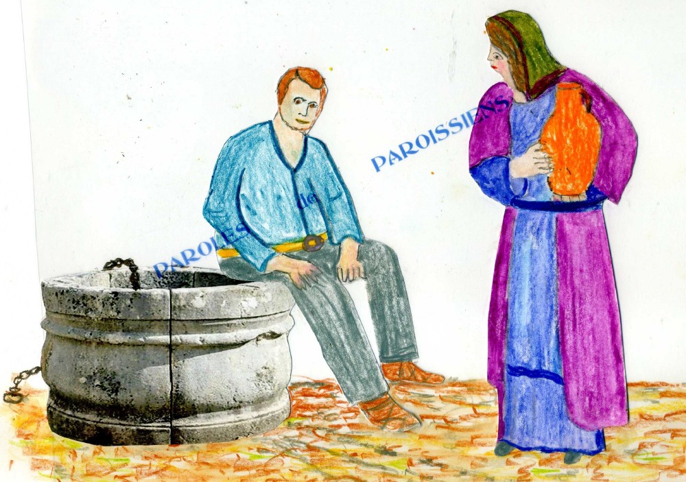 Évangile selon saint Jean 4,5-42
En ce temps-là, Jésus arriva à une ville de Samarie, appelée Sykar, près du terrain que Jacob avait donné à son fils Joseph. Là se trouvait le puits de Jacob. Jésus, fatigué par la route, s’était donc assis près de la source. C’était la sixième heure, environ midi. Arrive une femme de Samarie, qui venait puiser de l’eau. Jésus lui dit : « Donne-moi à boire. » – En effet, ses disciples étaient partis à la ville pour acheter des provisions. La Samaritaine lui dit : « Comment ! Toi, un Juif, tu me demandes à boire, à moi, une Samaritaine ? » – En effet, les Juifs ne fréquentent pas les Samaritains. Jésus lui répondit : « Si tu savais le don de Dieu et qui est celui qui te dit : ‘Donne-moi à boire’, c’est toi qui lui aurais demandé, et il t’aurait donné de l’eau vive. » Elle lui dit : « Seigneur, tu n’as rien pour puiser, et le puits est profond. D’où as-tu donc cette eau vive ? Serais-tu plus grand que notre père Jacob qui nous a donné ce puits, et qui en a bu lui-même, avec ses fils et ses bêtes ? » Jésus lui répondit : « Quiconque boit de cette eau aura de nouveau soif ; mais celui qui boira de l’eau que moi je lui donnerai n’aura plus jamais soif ; et l’eau que je lui donnerai deviendra en lui une source d’eau jaillissant pour la vie éternelle. » La femme lui dit : « Seigneur, donne-moi de cette eau, que je n’aie plus soif, et que je n’aie plus à venir ici pour puiser. » Jésus lui dit : « Va, appelle ton mari, et reviens. » La femme répliqua : « Je n’ai pas de mari. » Jésus reprit : « Tu as raison de dire que tu n’as pas de mari : des maris, tu en a eu cinq, et celui que tu as maintenant n’est pas ton mari ; là, tu dis vrai. » La femme lui dit : « Seigneur, je vois que tu es un prophète !... Eh bien ! Nos pères ont adoré sur la montagne qui est là, et vous, les Juifs, vous dites que le lieu où il faut adorer est à Jérusalem. » Jésus lui dit : « Femme, crois-moi : l’heure vient où vous n’irez plus ni sur cette montagne ni à Jérusalem pour adorer le Père. Vous, vous adorez ce que vous ne connaissez pas ; nous, nous adorons ce que nous connaissons, car le salut vient des Juifs. Mais l’heure vient – et c’est maintenant – où les vrais adorateurs adoreront le Père en esprit et vérité : tels sont les adorateurs que recherche le Père. Dieu est esprit, et ceux qui l’adorent, c’est en esprit et vérité qu’ils doivent l’adorer. » La femme lui dit : « Je sais qu’il vient, le Messie, celui qu’on appelle Christ. Quand il viendra, c’est lui qui nous fera connaître toutes choses. » Jésus lui dit : « Je le suis, moi qui te parle. » À ce moment-là, ses disciples arrivèrent ; ils étaient surpris de le voir parler avec une femme. Pourtant, aucun ne lui dit : « Que cherches-tu ? » ou bien : « Pourquoi parles-tu avec elle ? »
La femme, laissant là sa cruche, revint à la ville et dit aux gens : « Venez voir un homme qui m’a dit tout ce que j’ai fait. Ne serait-il pas le Christ ? » Ils sortirent de la ville, et ils se dirigeaient vers lui.
Entre-temps, les disciples l’appelaient : « Rabbi, viens manger. » Mais il répondit : « Pour moi, j’ai de quoi manger : c’est une nourriture que vous ne connaissez pas. » Les disciples se disaient entre eux : « Quelqu’un lui aurait-il apporté à manger ? » Jésus leur dit : « Ma nourriture, c’est de faire la volonté de Celui qui m’a envoyé et d’accomplir son œuvre. Ne dites-vous pas : ‘Encore quatre mois et ce sera la moisson’ ? Et moi, je vous dis : Levez les yeux et regardez les champs déjà dorés pour la moisson. Dès maintenant, le moissonneur reçoit son salaire : il récolte du fruit pour la vie éternelle, si bien que le semeur se réjouit en même temps que le moissonneur. Il est bien vrai, le dicton : ‘L’un sème, l’autre moissonne.’ Je vous ai envoyés moissonner ce qui ne vous a coûté aucun effort ; d’autres ont fait l’effort, et vous en avez bénéficié. »
Beaucoup de Samaritains de cette ville crurent en Jésus, à cause de la parole de la femme qui rendait ce témoignage : « Il m’a dit tout ce que j’ai fait. » Lorsqu’ils arrivèrent auprès de lui, ils l’invitèrent à demeurer chez eux. Il y demeura deux jours. Ils furent encore beaucoup plus nombreux à croire à cause de sa parole à lui, et ils disaient à la femme : « Ce n’est plus à cause de ce que tu nous as dit que nous croyons : nous-mêmes, nous l’avons entendu, et nous savons que c’est vraiment lui le Sauveur du monde. »
http://www.pere-gilbert-adam.org/3e-dimanche-de-Careme-annee-A.html
Homélie du Père Gilbert Adam Évangile selon saint Jean 4,5-42
En ce temps-là, Jésus arriva à une ville de Samarie, appelée Sykar, près du terrain que Jacob avait donné à son fils Joseph. Là se trouvait le puits de Jacob. Jésus, fatigué par la route, s’était donc assis près de la source. C’était la sixième heure, environ midi. Arrive une femme de Samarie, qui venait puiser de l’eau. Jésus lui dit : « Donne-moi à boire. » – En effet, ses disciples étaient partis à la ville pour acheter des provisions. La Samaritaine lui dit : « Comment ! Toi, un Juif, tu me demandes à boire, à moi, une Samaritaine ? » – En effet, les Juifs ne fréquentent pas les Samaritains. Jésus lui répondit : « Si tu savais le don de Dieu et qui est celui qui te dit : ‘Donne-moi à boire’, c’est toi qui lui aurais demandé, et il t’aurait donné de l’eau vive. » Elle lui dit : « Seigneur, tu n’as rien pour puiser, et le puits est profond. D’où as-tu donc cette eau vive ? Serais-tu plus grand que notre père Jacob qui nous a donné ce puits, et qui en a bu lui-même, avec ses fils et ses bêtes ? » Jésus lui répondit : « Quiconque boit de cette eau aura de nouveau soif ; mais celui qui boira de l’eau que moi je lui donnerai n’aura plus jamais soif ; et l’eau que je lui donnerai deviendra en lui une source d’eau jaillissant pour la vie éternelle. » La femme lui dit : « Seigneur, donne-moi de cette eau, que je n’aie plus soif, et que je n’aie plus à venir ici pour puiser. » Jésus lui dit : « Va, appelle ton mari, et reviens. » La femme répliqua : « Je n’ai pas de mari. » Jésus reprit : « Tu as raison de dire que tu n’as pas de mari : des maris, tu en a eu cinq, et celui que tu as maintenant n’est pas ton mari ; là, tu dis vrai. » La femme lui dit : « Seigneur, je vois que tu es un prophète !... Eh bien ! Nos pères ont adoré sur la montagne qui est là, et vous, les Juifs, vous dites que le lieu où il faut adorer est à Jérusalem. » Jésus lui dit : « Femme, crois-moi : l’heure vient où vous n’irez plus ni sur cette montagne ni à Jérusalem pour adorer le Père. Vous, vous adorez ce que vous ne connaissez pas ; nous, nous adorons ce que nous connaissons, car le salut vient des Juifs. Mais l’heure vient – et c’est maintenant – où les vrais adorateurs adoreront le Père en esprit et vérité : tels sont les adorateurs que recherche le Père. Dieu est esprit, et ceux qui l’adorent, c’est en esprit et vérité qu’ils doivent l’adorer. » La femme lui dit : « Je sais qu’il vient, le Messie, celui qu’on appelle Christ. Quand il viendra, c’est lui qui nous fera connaître toutes choses. » Jésus lui dit : « Je le suis, moi qui te parle. » À ce moment-là, ses disciples arrivèrent ; ils étaient surpris de le voir parler avec une femme. Pourtant, aucun ne lui dit : « Que cherches-tu ? » ou bien : « Pourquoi parles-tu avec elle ? »
La femme, laissant là sa cruche, revint à la ville et dit aux gens : « Venez voir un homme qui m’a dit tout ce que j’ai fait. Ne serait-il pas le Christ ? » Ils sortirent de la ville, et ils se dirigeaient vers lui.
Entre-temps, les disciples l’appelaient : « Rabbi, viens manger. » Mais il répondit : « Pour moi, j’ai de quoi manger : c’est une nourriture que vous ne connaissez pas. » Les disciples se disaient entre eux : « Quelqu’un lui aurait-il apporté à manger ? » Jésus leur dit : « Ma nourriture, c’est de faire la volonté de Celui qui m’a envoyé et d’accomplir son œuvre. Ne dites-vous pas : ‘Encore quatre mois et ce sera la moisson’ ? Et moi, je vous dis : Levez les yeux et regardez les champs déjà dorés pour la moisson. Dès maintenant, le moissonneur reçoit son salaire : il récolte du fruit pour la vie éternelle, si bien que le semeur se réjouit en même temps que le moissonneur. Il est bien vrai, le dicton : ‘L’un sème, l’autre moissonne.’ Je vous ai envoyés moissonner ce qui ne vous a coûté aucun effort ; d’autres ont fait l’effort, et vous en avez bénéficié. »
Beaucoup de Samaritains de cette ville crurent en Jésus, à cause de la parole de la femme qui rendait ce témoignage : « Il m’a dit tout ce que j’ai fait. » Lorsqu’ils arrivèrent auprès de lui, ils l’invitèrent à demeurer chez eux. Il y demeura deux jours. Ils furent encore beaucoup plus nombreux à croire à cause de sa parole à lui, et ils disaient à la femme : « Ce n’est plus à cause de ce que tu nous as dit que nous croyons : nous-mêmes, nous l’avons entendu, et nous savons que c’est vraiment lui le Sauveur du monde. »
http://www.pere-gilbert-adam.org/3e-dimanche-de-Careme-annee-A.html
Homélie du Père Gilbert Adam