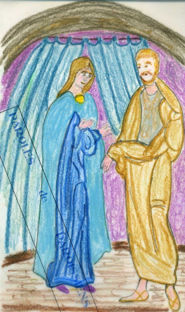 Évangile selon saint Matthieu 1,18-24
Voici comment fut engendré Jésus Christ : Marie, sa mère, avait été accordée en mariage à Joseph ; avant qu’ils aient habité ensemble, elle fut enceinte par l’action de l’Esprit Saint. Joseph, son époux, qui était un homme juste, et ne voulait pas la dénoncer publiquement décida de la renvoyer en secret. Comme il avait formé ce projet, voici que l’ange du Seigneur lui apparut en songe et lui dit : « Joseph, fils de David, ne crains pas de prendre chez toi Marie, ton épouse, puisque l’enfant qui est engendré en elle vient de l’Esprit Saint ; elle enfantera un fils, et tu lui donneras le nom de Jésus (c’est-à-dire : Le-Seigneur-sauve), car c’est lui qui sauvera son peuple de ses péchés. » Tout cela est arrivé pour que soit accomplie la parole du Seigneur prononcée par le prophète : Voici que la Vierge concevra et elle enfantera un fils ; on lui donnera le nom d’Emmanuel, qui se traduit : « Dieu-avec-nous ».
Quand Joseph se réveilla, il fit ce que l’ange du Seigneur lui avait prescrit : il prit chez lui son épouse.
https://diocese-quimper.fr/fr/se-ressourcer/les-homelies-de-michel-scouarnec/story/3423/4eme-dimanche-de-l-avent-22-decembre-2019
Commentaire du Père Michel Scouarnec Évangile selon saint Matthieu 1,18-24
Voici comment fut engendré Jésus Christ : Marie, sa mère, avait été accordée en mariage à Joseph ; avant qu’ils aient habité ensemble, elle fut enceinte par l’action de l’Esprit Saint. Joseph, son époux, qui était un homme juste, et ne voulait pas la dénoncer publiquement décida de la renvoyer en secret. Comme il avait formé ce projet, voici que l’ange du Seigneur lui apparut en songe et lui dit : « Joseph, fils de David, ne crains pas de prendre chez toi Marie, ton épouse, puisque l’enfant qui est engendré en elle vient de l’Esprit Saint ; elle enfantera un fils, et tu lui donneras le nom de Jésus (c’est-à-dire : Le-Seigneur-sauve), car c’est lui qui sauvera son peuple de ses péchés. » Tout cela est arrivé pour que soit accomplie la parole du Seigneur prononcée par le prophète : Voici que la Vierge concevra et elle enfantera un fils ; on lui donnera le nom d’Emmanuel, qui se traduit : « Dieu-avec-nous ».
Quand Joseph se réveilla, il fit ce que l’ange du Seigneur lui avait prescrit : il prit chez lui son épouse.
https://diocese-quimper.fr/fr/se-ressourcer/les-homelies-de-michel-scouarnec/story/3423/4eme-dimanche-de-l-avent-22-decembre-2019
Commentaire du Père Michel Scouarnec