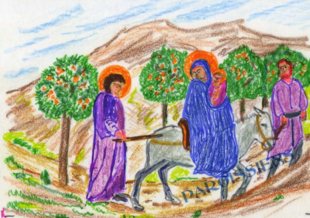 Évangile selon saint Matthieu 2,13-15.19-23
Après le départ des mages, voici que l’ange du Seigneur apparaît en songe à Joseph et lui dit : « Lève-toi ; prends l’enfant et sa mère, et fuis en Égypte. Reste là-bas jusqu’à ce que je t’avertisse, car Hérode va rechercher l’enfant pour le faire périr. » Joseph se leva ; dans la nuit, il prit l’enfant et sa mère, et se retira en Égypte, où il resta jusqu’à la mort d’Hérode, pour que soit accomplie la parole du Seigneur prononcée par le prophète : D’Égypte, j’ai appelé mon fils.
Après la mort d’Hérode, voici que l’ange du Seigneur apparaît en songe à Joseph en Égypte et lui dit : « Lève-toi ; prends l’enfant et sa mère, et pars pour le pays d’Israël, car ils sont morts, ceux qui en voulaient à la vie de l’enfant. » Joseph se leva, prit l’enfant et sa mère, et il entra dans le pays d’Israël. Mais, apprenant qu’Arkélaüs régnait sur la Judée à la place de son père Hérode, il eut peur de s’y rendre. Averti en songe, il se retira dans la région de Galilée et vint habiter dans une ville appelée Nazareth, pour que soit accomplie la parole dite par les prophètes : Il sera appelé Nazaréen.
https://www.lejourduseigneur.com/homelie/homelie-de-la-messe-de-la-sainte-famille/
Commentaire du Père Guy Lescanne Évangile selon saint Matthieu 2,13-15.19-23
Après le départ des mages, voici que l’ange du Seigneur apparaît en songe à Joseph et lui dit : « Lève-toi ; prends l’enfant et sa mère, et fuis en Égypte. Reste là-bas jusqu’à ce que je t’avertisse, car Hérode va rechercher l’enfant pour le faire périr. » Joseph se leva ; dans la nuit, il prit l’enfant et sa mère, et se retira en Égypte, où il resta jusqu’à la mort d’Hérode, pour que soit accomplie la parole du Seigneur prononcée par le prophète : D’Égypte, j’ai appelé mon fils.
Après la mort d’Hérode, voici que l’ange du Seigneur apparaît en songe à Joseph en Égypte et lui dit : « Lève-toi ; prends l’enfant et sa mère, et pars pour le pays d’Israël, car ils sont morts, ceux qui en voulaient à la vie de l’enfant. » Joseph se leva, prit l’enfant et sa mère, et il entra dans le pays d’Israël. Mais, apprenant qu’Arkélaüs régnait sur la Judée à la place de son père Hérode, il eut peur de s’y rendre. Averti en songe, il se retira dans la région de Galilée et vint habiter dans une ville appelée Nazareth, pour que soit accomplie la parole dite par les prophètes : Il sera appelé Nazaréen.
https://www.lejourduseigneur.com/homelie/homelie-de-la-messe-de-la-sainte-famille/
Commentaire du Père Guy Lescanne