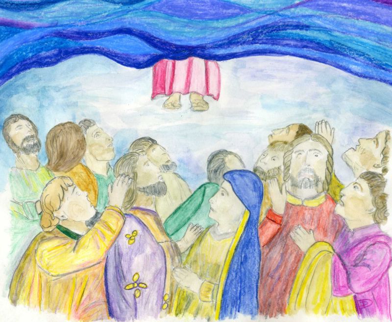 Luc 24,46-53
En ce temps-là, Jésus ressuscité, apparaissant à ses disciples, leur dit: « Il est écrit que le Christ souffrirait, qu'il ressusciterait d'entre les morts le troisième jour, et que la conversion serait proclamée en son nom, pour le pardon des péchés, à toutes les nations, en commençant par Jérusalem. À vous d'en être les témoins. Et moi, je vais envoyer sur vous ce que mon Père a promis. Quant à vous, demeurez dans la ville jusqu'à ce que vous soyez revêtus d'une puissance venue d'en haut. » Puis Jésus les emmena au-dehors, jusque vers Béthanie; et, levant les mains, il les bénit. Or, tandis qu'il les bénissait, il se sépara d'eux et il était emporté au ciel. Ils se prosternèrent devant lui, puis ils retournèrent à Jérusalem, en grande joie. Et ils étaient sans cesse dans le Temple à bénir Dieu.
http://www.croire.com/Textes-du-dimanche/2016/Ascension-du-Seigneur-jeudi-05-mai-2016/Il-vous-est-bon-que-je-m-en-aille Luc 24,46-53
En ce temps-là, Jésus ressuscité, apparaissant à ses disciples, leur dit: « Il est écrit que le Christ souffrirait, qu'il ressusciterait d'entre les morts le troisième jour, et que la conversion serait proclamée en son nom, pour le pardon des péchés, à toutes les nations, en commençant par Jérusalem. À vous d'en être les témoins. Et moi, je vais envoyer sur vous ce que mon Père a promis. Quant à vous, demeurez dans la ville jusqu'à ce que vous soyez revêtus d'une puissance venue d'en haut. » Puis Jésus les emmena au-dehors, jusque vers Béthanie; et, levant les mains, il les bénit. Or, tandis qu'il les bénissait, il se sépara d'eux et il était emporté au ciel. Ils se prosternèrent devant lui, puis ils retournèrent à Jérusalem, en grande joie. Et ils étaient sans cesse dans le Temple à bénir Dieu.
http://www.croire.com/Textes-du-dimanche/2016/Ascension-du-Seigneur-jeudi-05-mai-2016/Il-vous-est-bon-que-je-m-en-aille