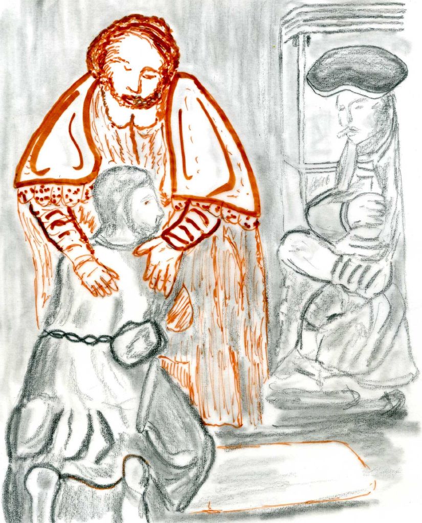 En ce temps là, les publicains et les pécheurs venaient tous à Jésus pour l’écouter. Les pharisiens et les scribes récriminaient contre lui : « Cet homme fait bon accueil aux pécheurs, et il mange avec eux ! »
Alors Jésus leur dit cette parabole : « Un homme avait deux fils. Le plus jeune dit à son père : “Père, donne-moi la part de fortune qui me revient.” Et le père leur partagea ses biens. Peu de jours après, le plus jeune rassembla tout ce qu’il avait, et partit pour un pays lointain où il dilapida sa fortune en menant une vie de désordre. Il avait tout dépensé, quand une grande famine survint dans ce pays, et il commença à se trouver dans le besoin. Il alla s’engager auprès d’un habitant de ce pays, qui l’envoya dans ses champs garder les porcs. Il aurait bien voulu se remplir le ventre avec les gousses que mangeaient les porcs, mais personne ne lui donnait rien. Alors il rentra en lui-même et se dit : “Combien d’ouvriers de mon père ont du pain en abondance, et moi, ici, je meurs de faim ! Je me lèverai, j’irai vers mon père, et je lui dirai : Père, j’ai péché contre le ciel et envers toi. Je ne suis plus digne d’être appelé ton fils. Traite-moi comme l’un de tes ouvriers.” Il se leva et s’en alla vers son père. Comme il était encore loin, son père l’aperçut et fut saisi de compassion ; il courut se jeter à son cou et le couvrit de baisers. Le fils lui dit : “Père, j’ai péché contre le ciel et envers toi. Je ne suis plus digne d’être appelé ton fils.” Mais le père dit à ses serviteurs : “Vite, apportez le plus beau vêtement pour l’habiller, mettez-lui une bague au doigt et des sandales aux pieds, allez chercher le veau gras, tuez-le, mangeons et festoyons, car mon fils que voilà était mort, et il est revenu à la vie ; il était perdu, et il est retrouvé.” Et ils commencèrent à festoyer.
Or le fils aîné était aux champs. Quand il revint et fut près de la maison, il entendit la musique et les danses. Appelant un des serviteurs, il s’informa de ce qui se passait. Celui-ci répondit : “Ton frère est arrivé, et ton père a tué le veau gras, parce qu’il a retrouvé ton frère en bonne santé.” Alors le fils aîné se mit en colère, et il refusait d’entrer. Son père sortit le supplier. Mais il répliqua à son père : “Il y a tant d’années que je suis à ton service sans avoir jamais transgressé tes ordres, et jamais tu ne m’as donné un chevreau pour festoyer avec mes amis. Mais, quand ton fils que voilà est revenu après avoir dévoré ton bien avec des prostituées, tu as fait tuer pour lui le veau gras !” Le père répondit : “Toi, mon enfant, tu es toujours avec moi, et tout ce qui est à moi est à toi. Il fallait festoyer et se réjouir ; car ton frère que voilà était mort, et il est revenu à la vie ; il était perdu, et il est retrouvé !” » En ce temps là, les publicains et les pécheurs venaient tous à Jésus pour l’écouter. Les pharisiens et les scribes récriminaient contre lui : « Cet homme fait bon accueil aux pécheurs, et il mange avec eux ! »
Alors Jésus leur dit cette parabole : « Un homme avait deux fils. Le plus jeune dit à son père : “Père, donne-moi la part de fortune qui me revient.” Et le père leur partagea ses biens. Peu de jours après, le plus jeune rassembla tout ce qu’il avait, et partit pour un pays lointain où il dilapida sa fortune en menant une vie de désordre. Il avait tout dépensé, quand une grande famine survint dans ce pays, et il commença à se trouver dans le besoin. Il alla s’engager auprès d’un habitant de ce pays, qui l’envoya dans ses champs garder les porcs. Il aurait bien voulu se remplir le ventre avec les gousses que mangeaient les porcs, mais personne ne lui donnait rien. Alors il rentra en lui-même et se dit : “Combien d’ouvriers de mon père ont du pain en abondance, et moi, ici, je meurs de faim ! Je me lèverai, j’irai vers mon père, et je lui dirai : Père, j’ai péché contre le ciel et envers toi. Je ne suis plus digne d’être appelé ton fils. Traite-moi comme l’un de tes ouvriers.” Il se leva et s’en alla vers son père. Comme il était encore loin, son père l’aperçut et fut saisi de compassion ; il courut se jeter à son cou et le couvrit de baisers. Le fils lui dit : “Père, j’ai péché contre le ciel et envers toi. Je ne suis plus digne d’être appelé ton fils.” Mais le père dit à ses serviteurs : “Vite, apportez le plus beau vêtement pour l’habiller, mettez-lui une bague au doigt et des sandales aux pieds, allez chercher le veau gras, tuez-le, mangeons et festoyons, car mon fils que voilà était mort, et il est revenu à la vie ; il était perdu, et il est retrouvé.” Et ils commencèrent à festoyer.
Or le fils aîné était aux champs. Quand il revint et fut près de la maison, il entendit la musique et les danses. Appelant un des serviteurs, il s’informa de ce qui se passait. Celui-ci répondit : “Ton frère est arrivé, et ton père a tué le veau gras, parce qu’il a retrouvé ton frère en bonne santé.” Alors le fils aîné se mit en colère, et il refusait d’entrer. Son père sortit le supplier. Mais il répliqua à son père : “Il y a tant d’années que je suis à ton service sans avoir jamais transgressé tes ordres, et jamais tu ne m’as donné un chevreau pour festoyer avec mes amis. Mais, quand ton fils que voilà est revenu après avoir dévoré ton bien avec des prostituées, tu as fait tuer pour lui le veau gras !” Le père répondit : “Toi, mon enfant, tu es toujours avec moi, et tout ce qui est à moi est à toi. Il fallait festoyer et se réjouir ; car ton frère que voilà était mort, et il est revenu à la vie ; il était perdu, et il est retrouvé !” »