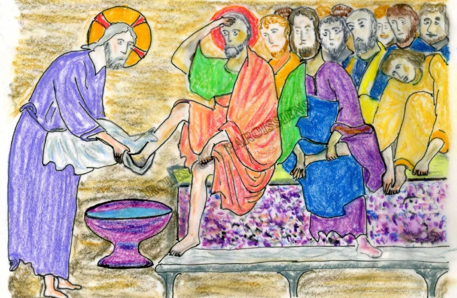 Évangile selon saint Jean 13,1-15
Avant la fête de la Pâque, sachant que l’heure était venue pour lui de passer de ce monde à son Père, Jésus, ayant aimé les siens qui étaient dans le monde, les aima jusqu’au bout.
Au cours du repas, alors que le diable a déjà mis dans le cœur de Judas, fils de Simon l’Iscariote, l’intention de le livrer, Jésus, sachant que le Père a tout remis entre ses mains, qu’il est sorti de Dieu et qu’il s’en va vers Dieu, se lève de table, dépose son vêtement, et prend un linge qu’il se noue à la ceinture ; puis il verse de l’eau dans un bassin. Alors il se mit à laver les pieds des disciples et à les essuyer avec le linge qu’il avait à la ceinture. Il arrive donc à Simon-Pierre, qui lui dit : « C’est toi, Seigneur, qui me laves les pieds ? » Jésus lui répondit : « Ce que je veux faire, tu ne le sais pas maintenant ; plus tard tu comprendras. » Pierre lui dit : « Tu ne me laveras pas les pieds ; non, jamais ! » Jésus lui répondit : « Si je ne te lave pas, tu n’auras pas de part avec moi. » Simon-Pierre lui dit : « Alors, Seigneur, pas seulement les pieds, mais aussi les mains et la tête ! » Jésus lui dit : « Quand on vient de prendre un bain, on n’a pas besoin de se laver, sinon les pieds : on est pur tout entier. Vous-mêmes, vous êtes purs, mais non pas tous. » Il savait bien qui allait le livrer ; et c’est pourquoi il disait : « Vous n’êtes pas tous purs. »
Quand il leur eut lavé les pieds, il reprit son vêtement, se remit à table et leur dit : « Comprenez-vous ce que je viens de faire pour vous ? Vous m’appelez “Maître” et “Seigneur”, et vous avez raison, car vraiment je le suis. Si donc moi, le Seigneur et le Maître, je vous ai lavé les pieds, vous aussi, vous devez vous laver les pieds les uns aux autres. C’est un exemple que je vous ai donné afin que vous fassiez, vous aussi, comme j’ai fait pour vous. »
http://croire.la-croix.com/Paroisses/Textes-du-dimanche/2017/Jeudi-Saint-jeudi-13-avril-2017/Commemorer-le-commencement Évangile selon saint Jean 13,1-15
Avant la fête de la Pâque, sachant que l’heure était venue pour lui de passer de ce monde à son Père, Jésus, ayant aimé les siens qui étaient dans le monde, les aima jusqu’au bout.
Au cours du repas, alors que le diable a déjà mis dans le cœur de Judas, fils de Simon l’Iscariote, l’intention de le livrer, Jésus, sachant que le Père a tout remis entre ses mains, qu’il est sorti de Dieu et qu’il s’en va vers Dieu, se lève de table, dépose son vêtement, et prend un linge qu’il se noue à la ceinture ; puis il verse de l’eau dans un bassin. Alors il se mit à laver les pieds des disciples et à les essuyer avec le linge qu’il avait à la ceinture. Il arrive donc à Simon-Pierre, qui lui dit : « C’est toi, Seigneur, qui me laves les pieds ? » Jésus lui répondit : « Ce que je veux faire, tu ne le sais pas maintenant ; plus tard tu comprendras. » Pierre lui dit : « Tu ne me laveras pas les pieds ; non, jamais ! » Jésus lui répondit : « Si je ne te lave pas, tu n’auras pas de part avec moi. » Simon-Pierre lui dit : « Alors, Seigneur, pas seulement les pieds, mais aussi les mains et la tête ! » Jésus lui dit : « Quand on vient de prendre un bain, on n’a pas besoin de se laver, sinon les pieds : on est pur tout entier. Vous-mêmes, vous êtes purs, mais non pas tous. » Il savait bien qui allait le livrer ; et c’est pourquoi il disait : « Vous n’êtes pas tous purs. »
Quand il leur eut lavé les pieds, il reprit son vêtement, se remit à table et leur dit : « Comprenez-vous ce que je viens de faire pour vous ? Vous m’appelez “Maître” et “Seigneur”, et vous avez raison, car vraiment je le suis. Si donc moi, le Seigneur et le Maître, je vous ai lavé les pieds, vous aussi, vous devez vous laver les pieds les uns aux autres. C’est un exemple que je vous ai donné afin que vous fassiez, vous aussi, comme j’ai fait pour vous. »
http://croire.la-croix.com/Paroisses/Textes-du-dimanche/2017/Jeudi-Saint-jeudi-13-avril-2017/Commemorer-le-commencement