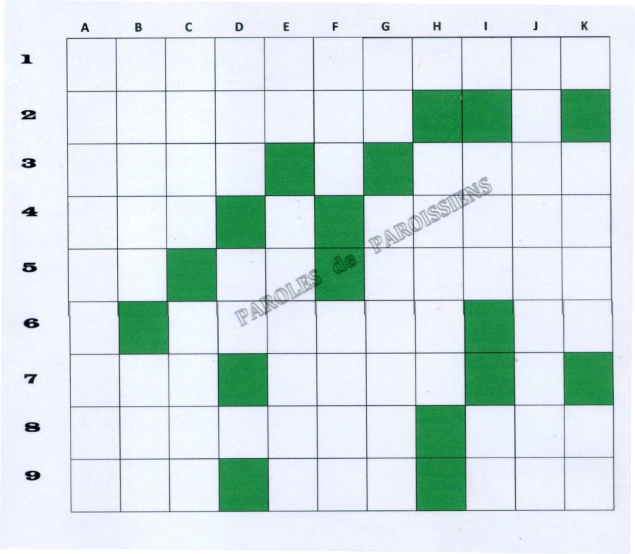 Horizontalement
1-Liaisons informatiques
2-L'arnaque l'est
3-Marque de téléphone portable (pas connue partout) - Organisa sa défense
4-Ovation de grand stade - Habitant d'une terre en mer
5-Ile de France - sans effet - En français, nom usuel du salpêtre
6-Plante herbacée, à fleurs blanches (le plus souvent), en grappes. Nom attesté en 1562 - Début de la ville d'Iéna
7-Glace anglaise - Dans les mains de Saint-Pierre
8-Fournisseur de vidéos- Prononcé devant le maire.
9-Repérage de coordonnées (système américain) - Vacances, plages, et nages ! - Mode d'éclairage (en français)
Verticalement
A-« Nouveau » mode de travail en commun
B-Sainte, patronne de l'Alsace - Pied de vigne
C-Principale récompense nationale de cinéma en Russie - Filets
D-Associé à la nouveauté (pas forcément nouvelle !) - Nouvellement arrivé
E-Posséda - Fait de l'effet dans les magazines
F-Contribution sociale généralisée - Choisit son représentant
G-Equerre - Classe les livres (dans toutes bonnes les bibliothèques)
H- Autrement dit
I-Manifeste de la gaieté - Note de musique, inversée
J-Souvent attribué à la nouvelle économie
K- Portée par un âne - Pronom Horizontalement
1-Liaisons informatiques
2-L'arnaque l'est
3-Marque de téléphone portable (pas connue partout) - Organisa sa défense
4-Ovation de grand stade - Habitant d'une terre en mer
5-Ile de France - sans effet - En français, nom usuel du salpêtre
6-Plante herbacée, à fleurs blanches (le plus souvent), en grappes. Nom attesté en 1562 - Début de la ville d'Iéna
7-Glace anglaise - Dans les mains de Saint-Pierre
8-Fournisseur de vidéos- Prononcé devant le maire.
9-Repérage de coordonnées (système américain) - Vacances, plages, et nages ! - Mode d'éclairage (en français)
Verticalement
A-« Nouveau » mode de travail en commun
B-Sainte, patronne de l'Alsace - Pied de vigne
C-Principale récompense nationale de cinéma en Russie - Filets
D-Associé à la nouveauté (pas forcément nouvelle !) - Nouvellement arrivé
E-Posséda - Fait de l'effet dans les magazines
F-Contribution sociale généralisée - Choisit son représentant
G-Equerre - Classe les livres (dans toutes bonnes les bibliothèques)
H- Autrement dit
I-Manifeste de la gaieté - Note de musique, inversée
J-Souvent attribué à la nouvelle économie
K- Portée par un âne - Pronom